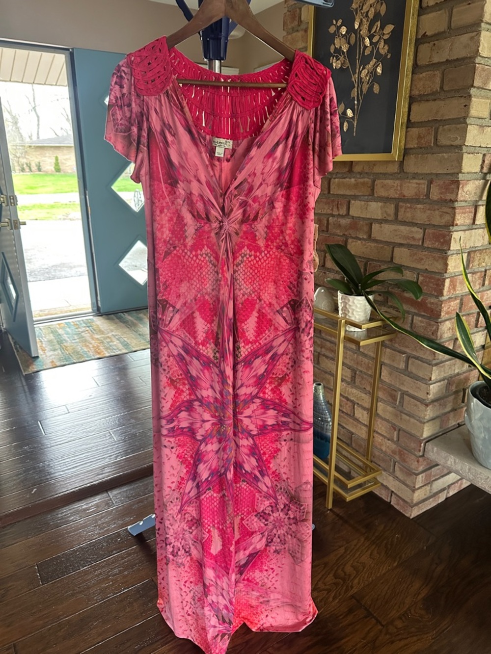 NWT One World XL Bohemian Abstract Maxi Dress Pink Summer